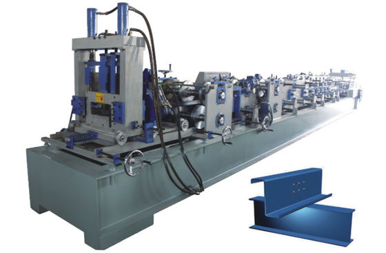 Blue Z Purlin Roll Forming Machine 10m / mnt Untuk Baja Warna