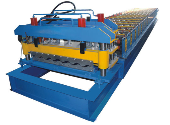 ISO Glazed Tile Roll Forming Machine 4m / mnt Kolom Panduan Hidraulik