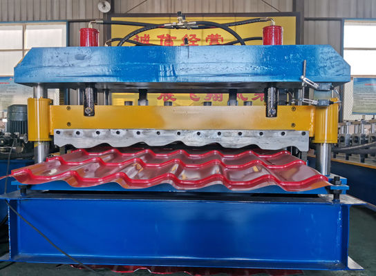 ISO Glazed Tile Roll Forming Machine 4m / mnt Kolom Panduan Hidraulik