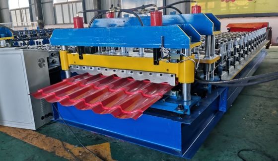 ISO Glazed Tile Roll Forming Machine 4m / mnt Kolom Panduan Hidraulik
