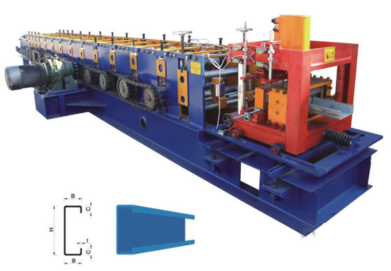 7.5KW C Purlin Roll Forming Machine C Channel Hidrolik Punching