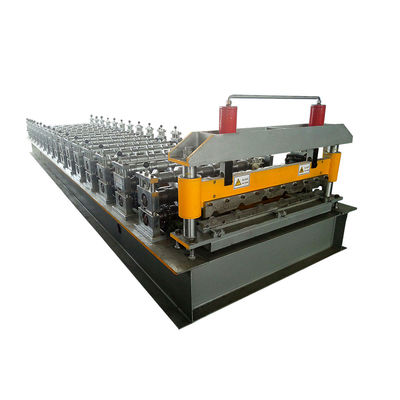 Blue Roof Sheet Metal Roll Forming Machines 15m / mnt Pemotongan Hidrolik