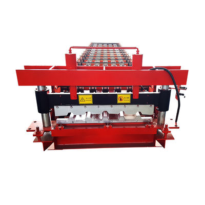 Blue Roof Sheet Metal Roll Forming Machines 15m / mnt Pemotongan Hidrolik