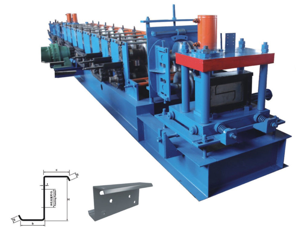 Blue Z Purlin Roll Forming Machine 10m / mnt Untuk Baja Warna